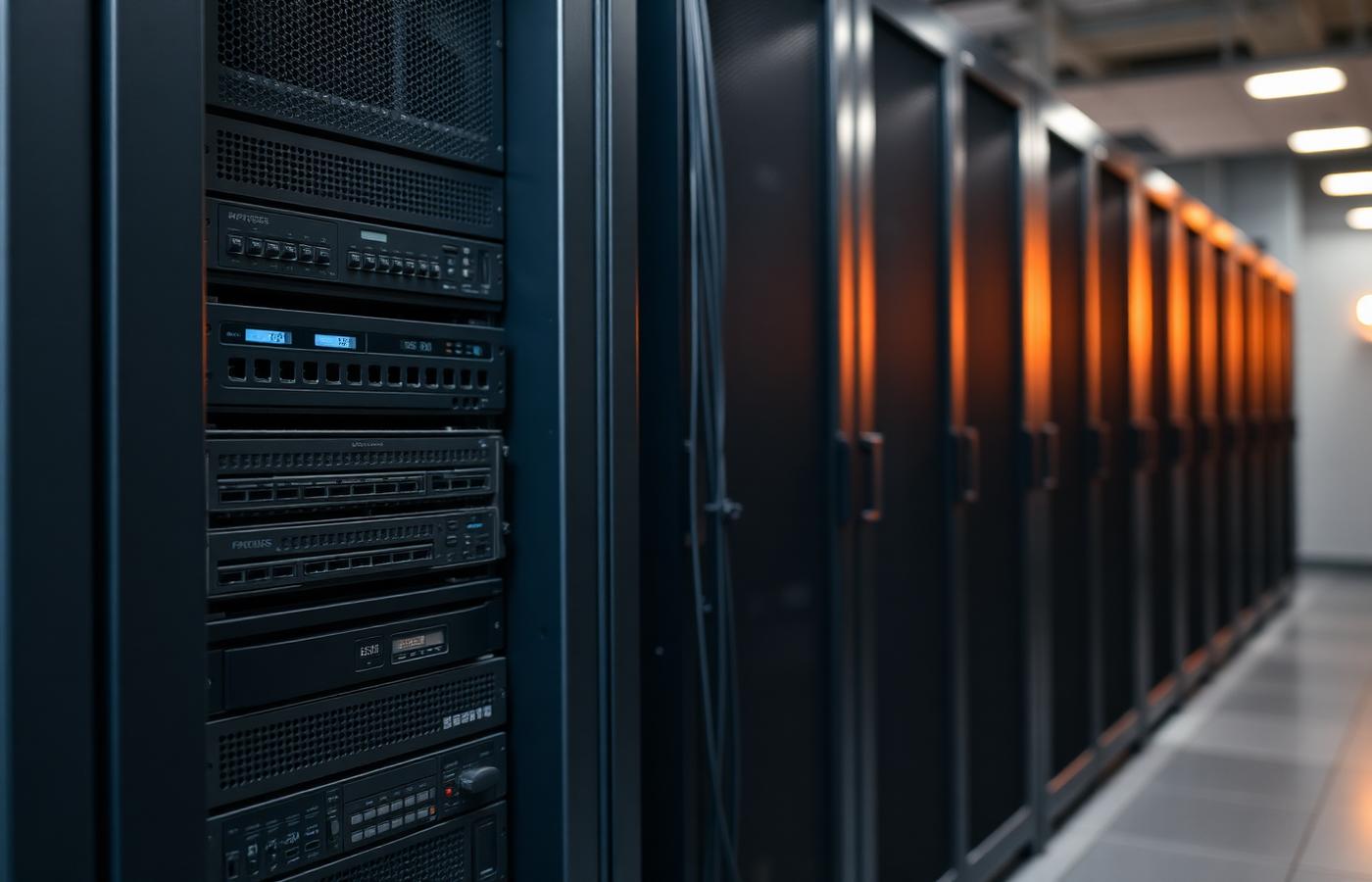 Older server rack standing beside newer equipment in a technical room
